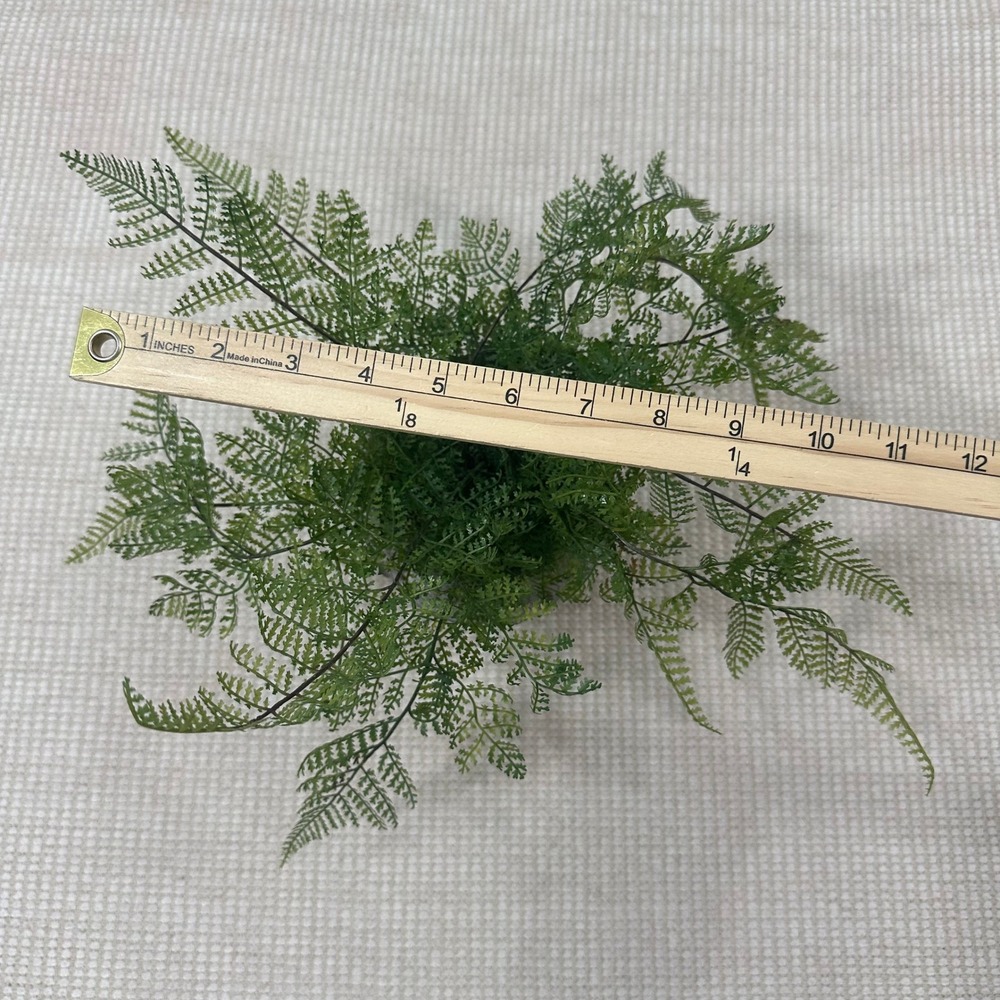 Artificial Fern Plant in Grey Embossed Rustic Stone Pot Home Decor 13in - Picture 4 of 5